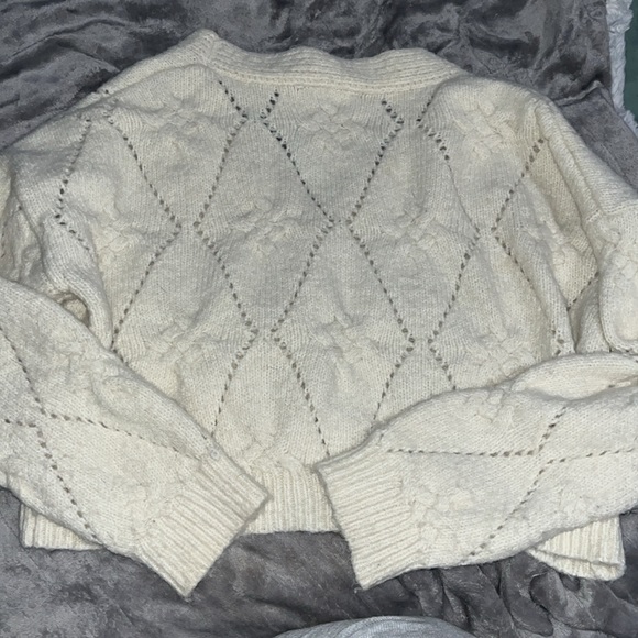 Lulu’s | Straight to the Point Cream Pointelle Knit Cardigan Sweater | small - Picture 13 of 13